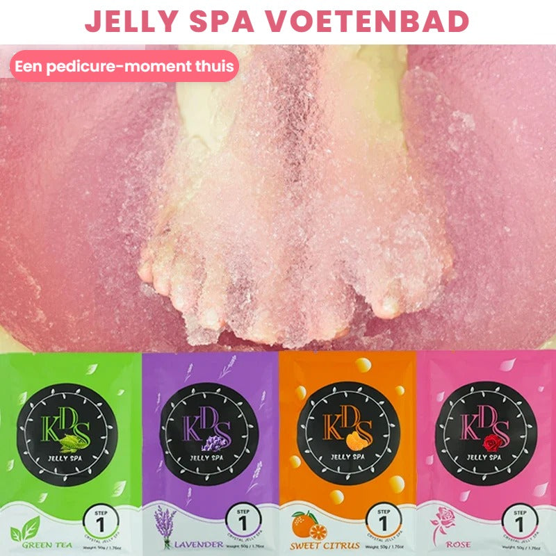 Voeten in een jelly spa voetenbad met kristalmodder