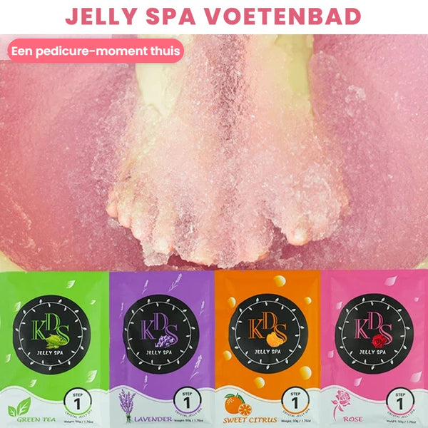Voeten in een jelly spa voetenbad met kristalmodder